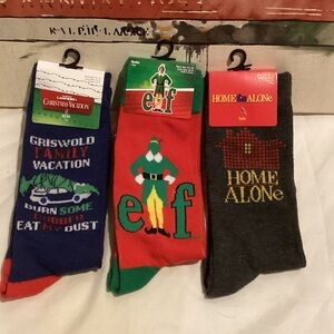 Elf, Griswold, and Home Alone Themed Socks Set
